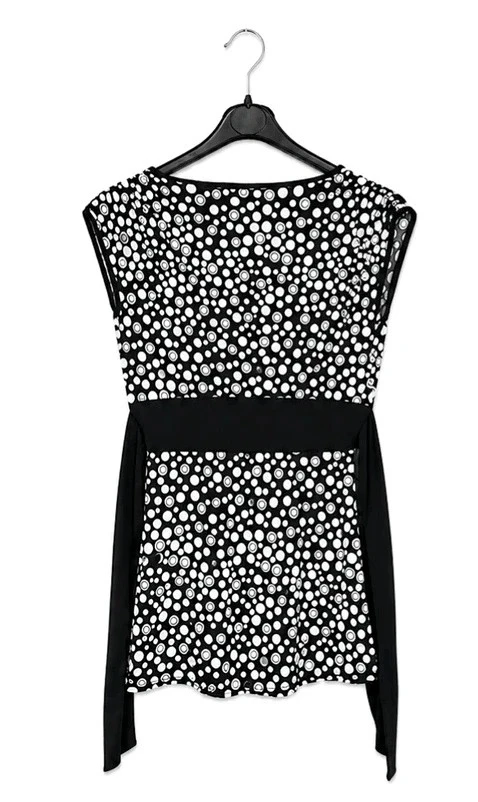 Blusa Cassis Collection preta e branca com bolinhas – Cinto – Tamanho S – photo 3